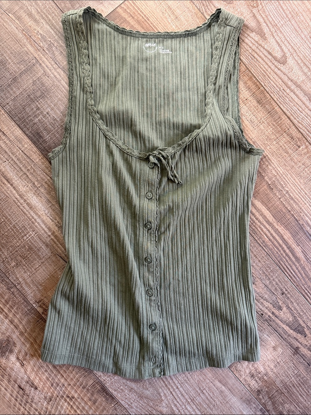 olive ribbed tank top - Aerie